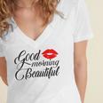 Good Morning Beautiful Women's Jersey Short Sleeve Deep V-Neck Tshirt