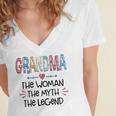 Grandma Gift Grandma The Woman The Myth The Legend Women's Jersey Short Sleeve Deep V-Neck Tshirt