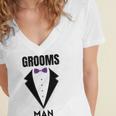 Groomsman Grooms Squad Stag Party Friends Themed Women's Jersey Short Sleeve Deep V-Neck Tshirt