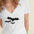 Halloween Scary Vampire Bats Pattern Women's Jersey Short Sleeve Deep V-Neck Tshirt