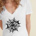 Halloween Spider Web Pattern Women's Jersey Short Sleeve Deep V-Neck Tshirt