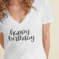 Happy Birthday Text Design Women's Jersey Short Sleeve Deep V-Neck Tshirt