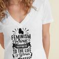 Happy Feminist Women's Jersey Short Sleeve Deep V-Neck Tshirt