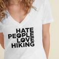 Hate People Love Hiking V2 Women's Jersey Short Sleeve Deep V-Neck Tshirt