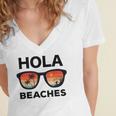 Hola Beaches Funny V2 Women's Jersey Short Sleeve Deep V-Neck Tshirt