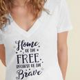 Home Of The Free Because Of The Brave 4Th Of July Patriotic Women's Jersey Short Sleeve Deep V-Neck Tshirt