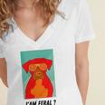 I Am Feral Coll Red Dog Women's Jersey Short Sleeve Deep V-Neck Tshirt