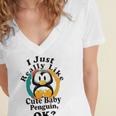 I Really Like Cute Baby Penguin Ok Women's Jersey Short Sleeve Deep V-Neck Tshirt