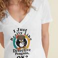 I Really Like Detective Penguin Ok Women's Jersey Short Sleeve Deep V-Neck Tshirt