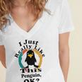 I Really Like This Penguin Ok Women's Jersey Short Sleeve Deep V-Neck Tshirt