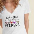 Just A Girl Who Loves Peckers 863 Shirt Women's Jersey Short Sleeve Deep V-Neck Tshirt