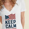 Keep Calm And Stay Strong Tshirt American Tshirt United State Of America Women's Jersey Short Sleeve Deep V-Neck Tshirt