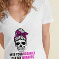 Keep Your Rosaries Off My Ovaries Feminist Skull Women's Jersey Short Sleeve Deep V-Neck Tshirt