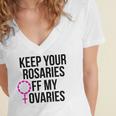 Keep Your Rosaries Off My Ovaries My Uterus My Choice Women's Jersey Short Sleeve Deep V-Neck Tshirt