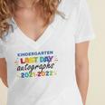 Last Day Autographs For Kindergarten Kids And Teachers 2022 Kindergarten Women's Jersey Short Sleeve Deep V-Neck Tshirt