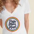 Lgbtq Free Mom Hugs Gay Pride Lgbt Ally Rainbow Lgbt Women's Jersey Short Sleeve Deep V-Neck Tshirt