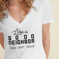 Like A Good Neighbor Stay Over There Women's Jersey Short Sleeve Deep V-Neck Tshirt