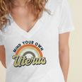 Mind Your Own Uterus Rainbow My Uterus My Choice Women's Jersey Short Sleeve Deep V-Neck Tshirt