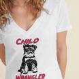 Miniature Schnauzer At Home Child Wrangler Multi Tasking Dog Women's Jersey Short Sleeve Deep V-Neck Tshirt