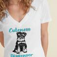 Miniature Schnauzer At Home Cuteness Dispenser Multi Tasking Dog Women's Jersey Short Sleeve Deep V-Neck Tshirt