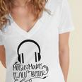 Music Makes It All Better 762 Shirt Women's Jersey Short Sleeve Deep V-Neck Tshirt