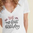 My First Birthday Women's Jersey Short Sleeve Deep V-Neck Tshirt