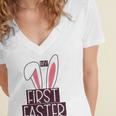 My First Easter Women's Jersey Short Sleeve Deep V-Neck Tshirt