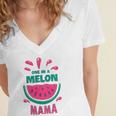 One In A Melon Mama Watermelon Funny Family Matching Mothers Day Women's Jersey Short Sleeve Deep V-Neck Tshirt