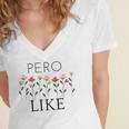 Pero Like Women's Jersey Short Sleeve Deep V-Neck Tshirt