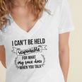 Premium I Cant Be Held Responsible For What My Face Does When You Talk Women's Jersey Short Sleeve Deep V-Neck Tshirt