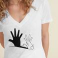 Rabbit Hand Shadow Women's Jersey Short Sleeve Deep V-Neck Tshirt