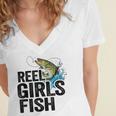 Reel Girl Fish Women's Jersey Short Sleeve Deep V-Neck Tshirt