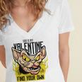 She Is My Valentine Cat Women's Jersey Short Sleeve Deep V-Neck Tshirt