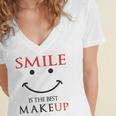 Smile Is The Best Makeup Women's Jersey Short Sleeve Deep V-Neck Tshirt