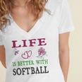 Softball Sport Lover Life Is Better With Softball Women's Jersey Short Sleeve Deep V-Neck Tshirt