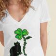 St Patricks Day Black Cat My Lucky Charm Women's Jersey Short Sleeve Deep V-Neck Tshirt