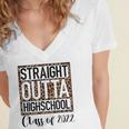 Straight Outta High School Class Of 2022 Graduation Boy Girl Women's Jersey Short Sleeve Deep V-Neck Tshirt