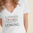 Summer Coming Women's Jersey Short Sleeve Deep V-Neck Tshirt