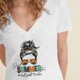Sweet Summer Time 2Nd Grade Teacher Messy Bun Beach Vibes Women's Jersey Short Sleeve Deep V-Neck Tshirt