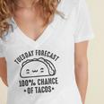 Tasty Taco Tuesday Forecast 100 Chance Of Tacos Women's Jersey Short Sleeve Deep V-Neck Tshirt