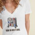 This Is How I Roll Librarian Gifts Bookworm Reading Library Women's Jersey Short Sleeve Deep V-Neck Tshirt