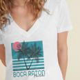 Womens Boca Raton Florida Souvenirs Fl Palm Tree Vintage Women's Jersey Short Sleeve Deep V-Neck Tshirt
