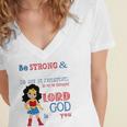 Womens Superhero Christian Be Strong And Courageous Joshua 19 Gift Women's Jersey Short Sleeve Deep V-Neck Tshirt