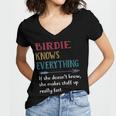 Birdie Grandma Gift Birdie Knows Everything Women's Jersey Short Sleeve Deep V-Neck Tshirt