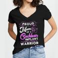 Cochlear Implant Support Proud Mom Hearing Loss Awareness Women's Jersey Short Sleeve Deep V-Neck Tshirt