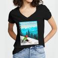 Colorado Vail Mountains Retro Travel Graphic Design Women's Jersey Short Sleeve Deep V-Neck Tshirt