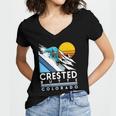 Crested Butte Colorado Retro Snowboard Women's Jersey Short Sleeve Deep V-Neck Tshirt