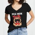 Cute Pug Mom Dogs Tee Mothers Day Dog Lovers Gifts For Women Women's Jersey Short Sleeve Deep V-Neck Tshirt