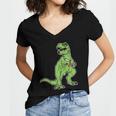 Dinosaur Tyrannosaurus Nerd Geekrex Tie Women's Jersey Short Sleeve Deep V-Neck Tshirt