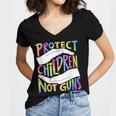 Enough End Gun Violence Stop Gun Protect Children Not Guns Women's Jersey Short Sleeve Deep V-Neck Tshirt
